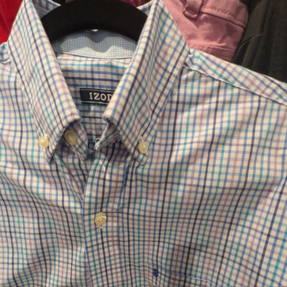 Izod Men's Multicolor Plaid Button-Down Shirt - S